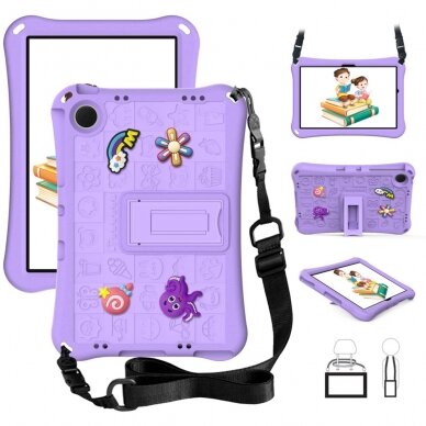 Samsung Tab A9+ 11" ARMOR KIDS purple su kojele ir virvute nugarėlė 3