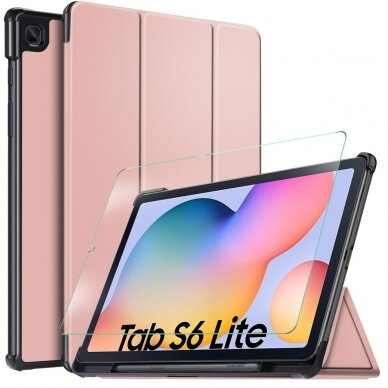 Samsung Tab S6 LITE 10.4 aukso spalvos TRIFOLD dėklas 8