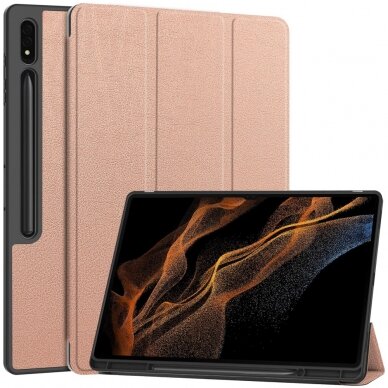 Samsung TAB S9 ULTRA 14.6" rose gold silikoninis S PEN TRIFOLD dėklas