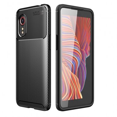 Samsung Xcover 5 juoda Carbon Fiber nugarėlė