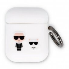 Silikoninis KARL LAGERFELD baltas KLACA2SILKCW AirPods/AirPods 2 dėklas