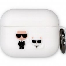 Silikoninis KARL LAGERFELD baltas KLACAPSILKCW Airpods PRO dėklas