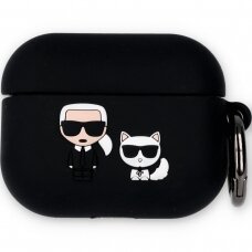 Silikoninis KARL LAGERFELD juodas Airpods PRO dėklas