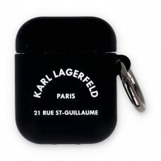 Silikoninis KARL LAGERFELD juodas AirPods/AirPods 2 dėklas