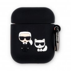 Silikoninis KARL LAGERFELD juodas AirPods/AirPods 2 dėklas