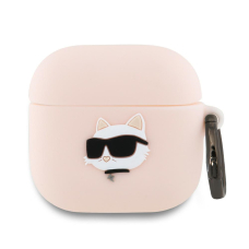 Silikoninis KARL LAGERFELD pink Silicone Choupette Head 3D Airpods 4 dėklas