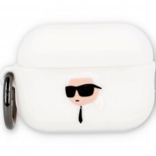 Silikoninis NFT KARL LAGERFELD baltas Airpods Pro 2nd Gen dėklas