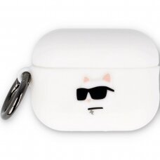 Silikoninis NFT KARL LAGERFELD baltas Airpods Pro 2nd Gen dėklas