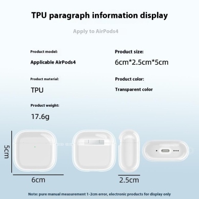 Silikoninis dėklas Airpods 4 clear 7