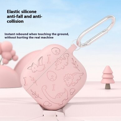 Silikoninis dėklas Airpods 4 Dinosaur light pink 1