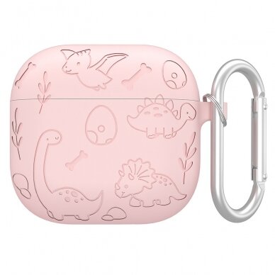 Silikoninis dėklas Airpods 4 Dinosaur light pink