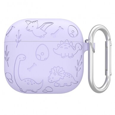 Silikoninis dėklas Airpods 4 Dinosaur light purple