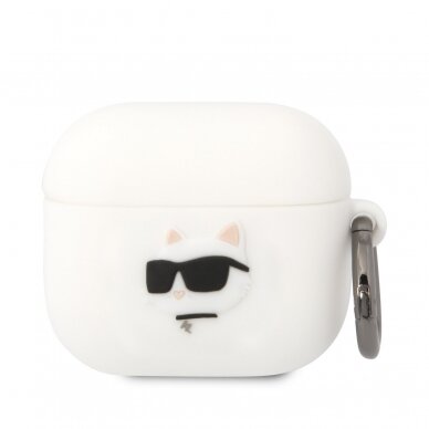 Silikoninis KARL LAGERFELD baltas AirPods 3 dėklas