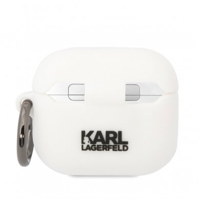 Silikoninis KARL LAGERFELD baltas AirPods 3 dėklas 1