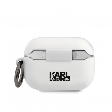 Silikoninis KARL LAGERFELD baltas Airpods PRO dėklas 1