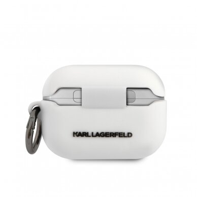 Silikoninis KARL LAGERFELD baltas KLACAPSILGLWH AirPods PRO dėklas 1