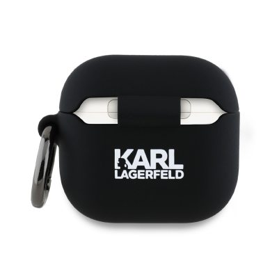 Silikoninis KARL LAGERFELD black Karl&Chaupette Head 3D Airpods 4 dėklas 1