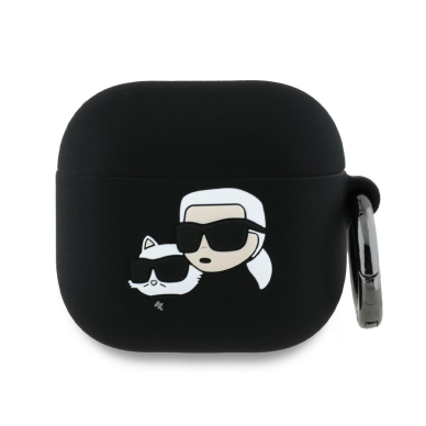 Silikoninis KARL LAGERFELD black Karl&Chaupette Head 3D Airpods 4 dėklas