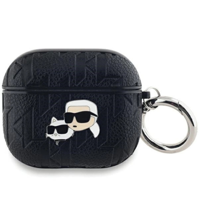 Silikoninis KARL LAGERFELD black Monogram Karl & Choupette Head AirPods 3 dėklas