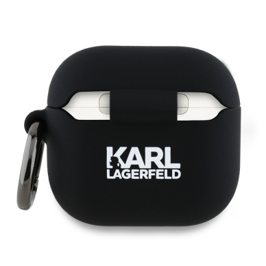 Silikoninis KARL LAGERFELD black Silicone Choupette Head 3D Airpods 4 dėklas 1