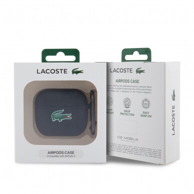 Silikoninis LACOSTE LCA3SLOK juodas AirPods 3 dėklas 2