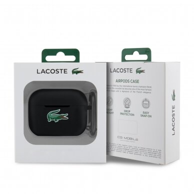 Silikoninis LACOSTE LCAP2SLOK juodas Airpods PRO 2 dėklas 2