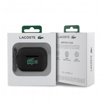 Silikoninis LACOSTE LCAPSLOK juodas Airpods PRO dėklas 2