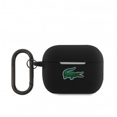 Silikoninis LACOSTE LCAPSLOK juodas Airpods PRO dėklas