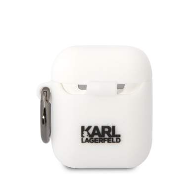 Silikoninis NFT KARL LAGERFELD baltas AirPods/AirPods 2 dėklas 1