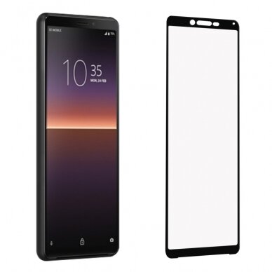 Sony Xperia 10 II juodas pilnas 5D stiklas 6