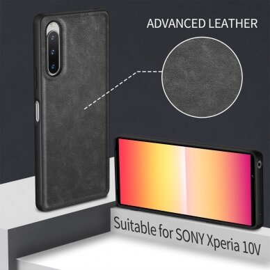 Sony Xperia 10 V juoda Leather Vintage nugarėlė 3