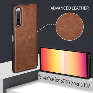 Sony Xperia 10 V ruda Leather Vintage nugarėlė 3