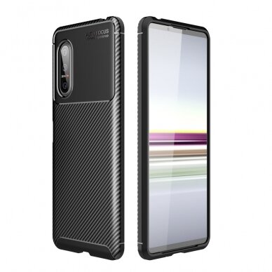 Sony Xperia 5 II juoda CARBON FIBER nugarėlė