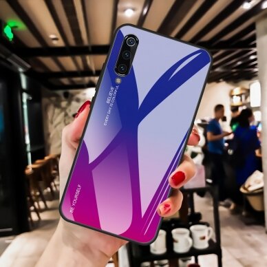 XIAOMI Mi9 mėlyna+rožinė tracy GLASS nugarėlė 3