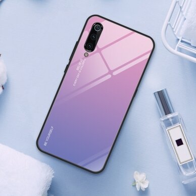 XIAOMI Mi9 rausva+alyvinė tracy GLASS nugarėlė 1