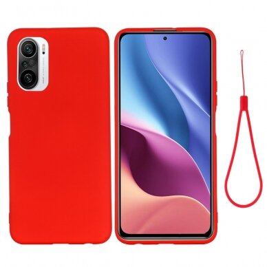 Xiaomi POCO F3 raudona SILICONE LITE nugarėlė 1