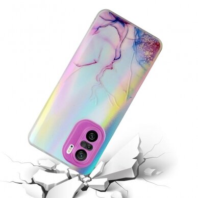 Xiaomi POCO F3 Tracy nugarėlė LASER MARBLE Purple/Blue 1