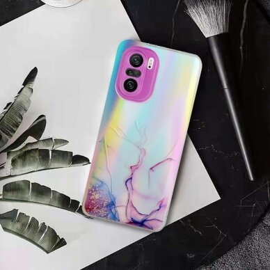 Xiaomi POCO F3 Tracy nugarėlė LASER MARBLE Purple/Blue 3