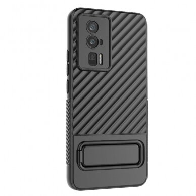 Xiaomi Poco F5 Pro 5G juoda Tracy Anti-slip Rugged Kickstand nugarėlė 5