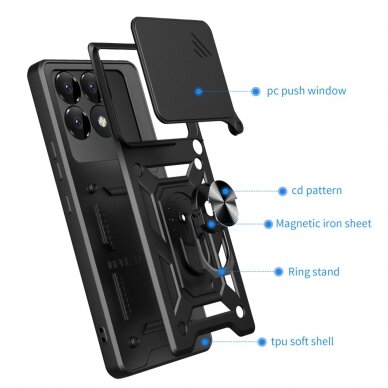 Xiaomi Poco F6 PRO 5G black RING ARMOR WITH CAMSHIELD nugarėlė 2