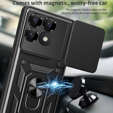 Xiaomi Poco F6 PRO 5G black RING ARMOR WITH CAMSHIELD nugarėlė 4