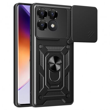 Xiaomi Poco F6 PRO 5G black RING ARMOR WITH CAMSHIELD nugarėlė