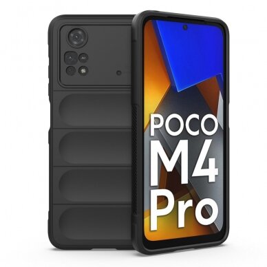 XIAOMI POCO M4 PRO juoda Tracy Anti-slip Rugged nugarėlė