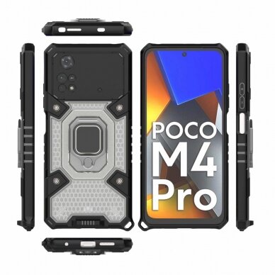 XIAOMI POCO M4 PRO pilka RING FINGER KICKSTAND nugarėlė 8