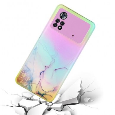 XIAOMI POCO M4 PRO Tracy nugarėlė LASER MARBLE Yellow/Pink 1