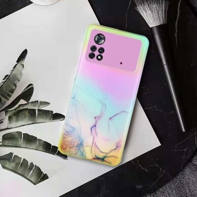 XIAOMI POCO M4 PRO Tracy nugarėlė LASER MARBLE Yellow/Pink 2