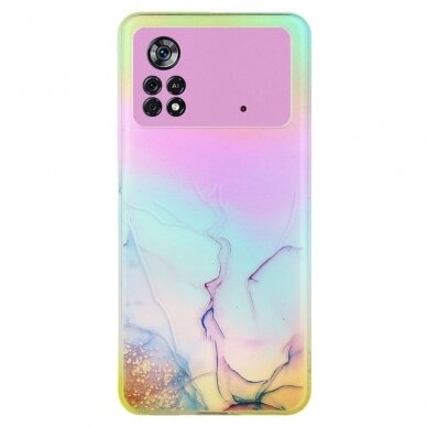 XIAOMI POCO M4 PRO Tracy nugarėlė LASER MARBLE Yellow/Pink