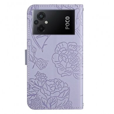 XiaomI POCO M5 Tracy MEZZO violetinis Butterfly/Flowers dėklas 2