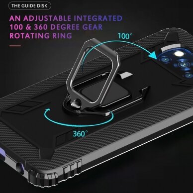 Xiaomi POCO X3 NFC/X3 PRO juoda Tracy CARBON RING ARMOR nugarėlė 8