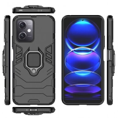 Xiaomi Poco X5 5G/Redmi Note 12 5G juoda Tracy RING ARMOR nugarėlė 5